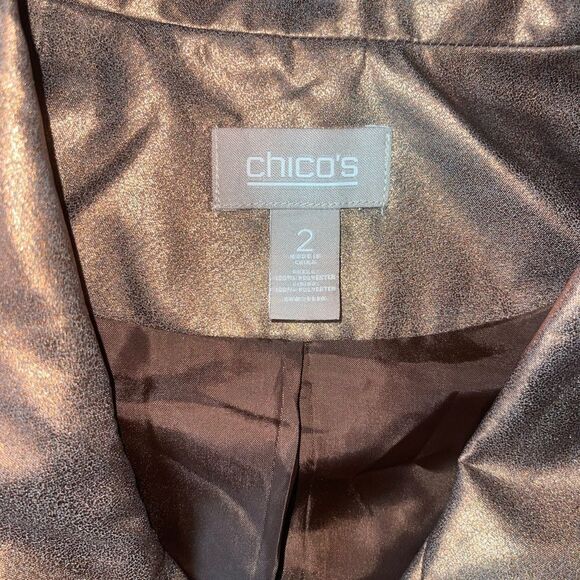 Chicos Shimmery Bronze Moto Vest Size 2 - Picture 13 of 15